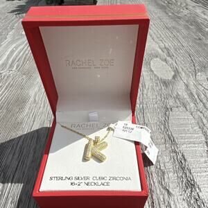 Rachel Zoe 925 Sterling Silver CZ Initial K Letter Pendant Necklace 18+2" (160)